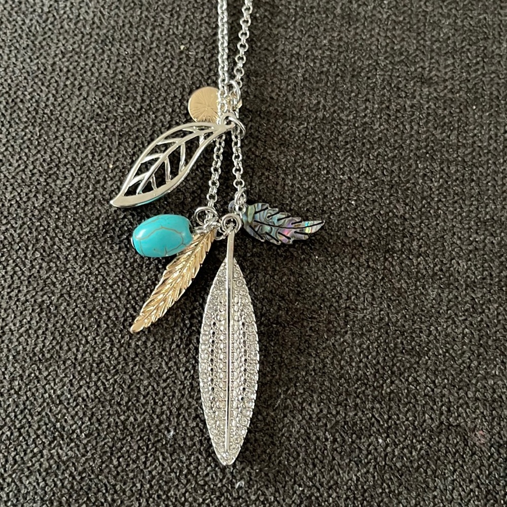 Silver Necklace with Leaf Charms